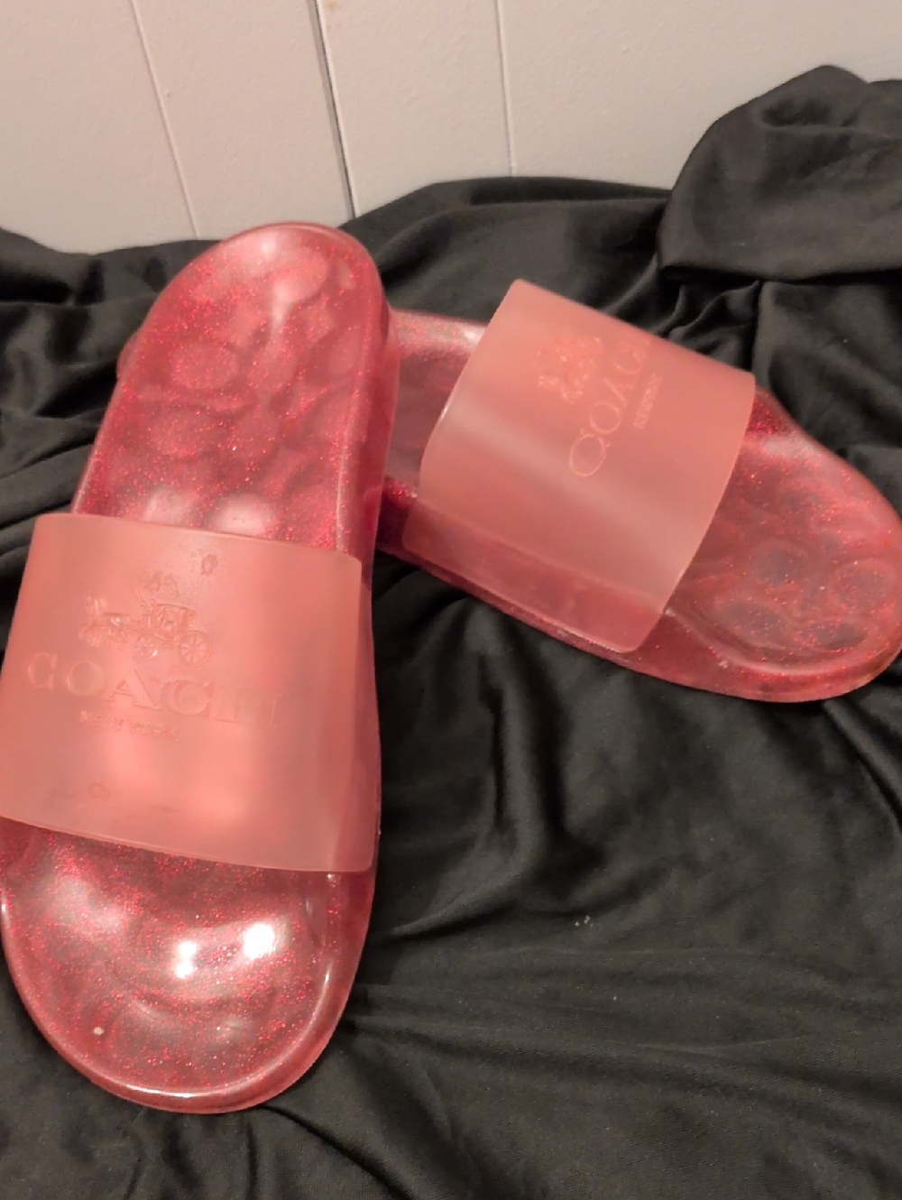 Coach Pink Glitter Slide Sandals - Picture 1 of 6